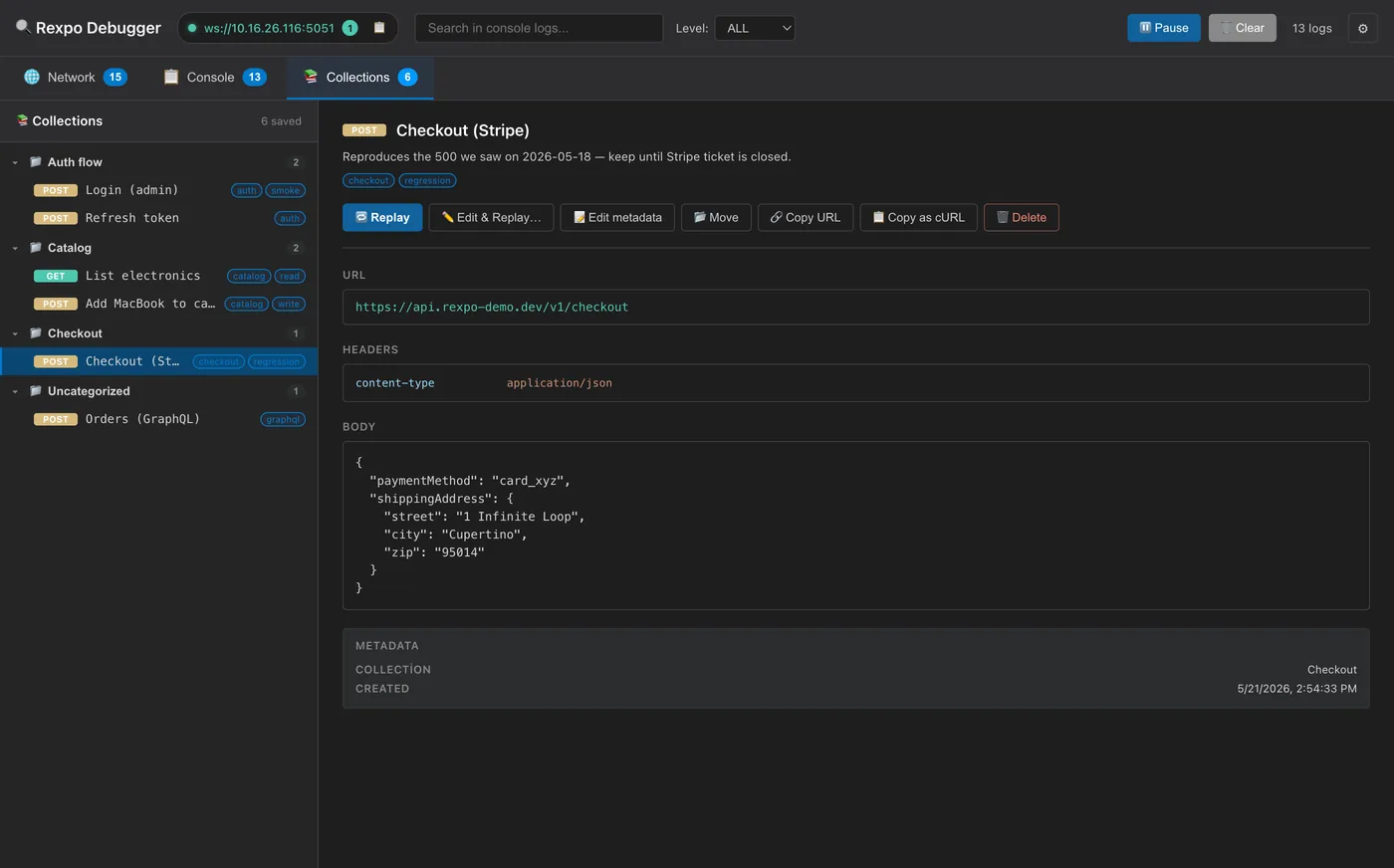 Collections — saved requests